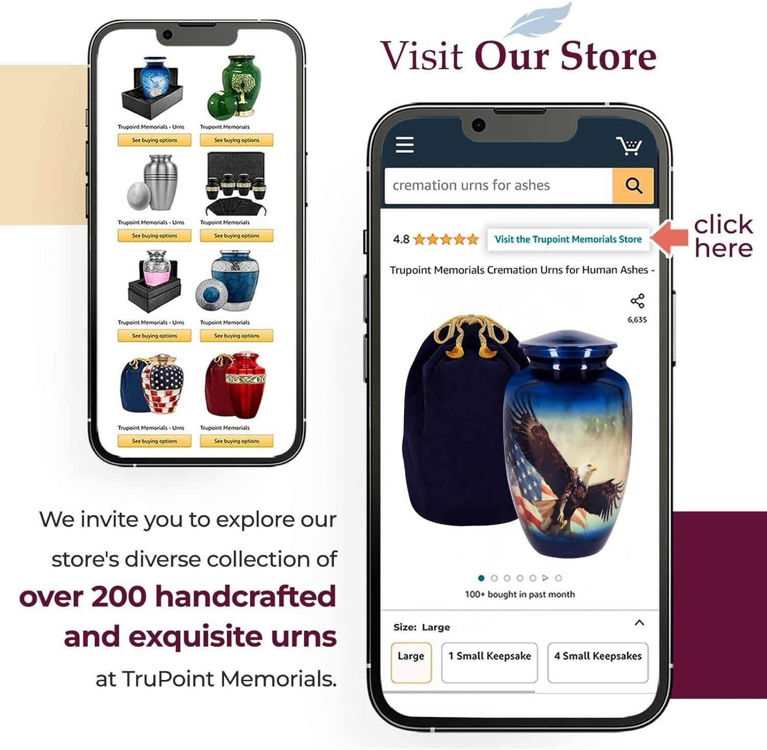 Trupoint Memorials Cremation Urns for Human Ashes