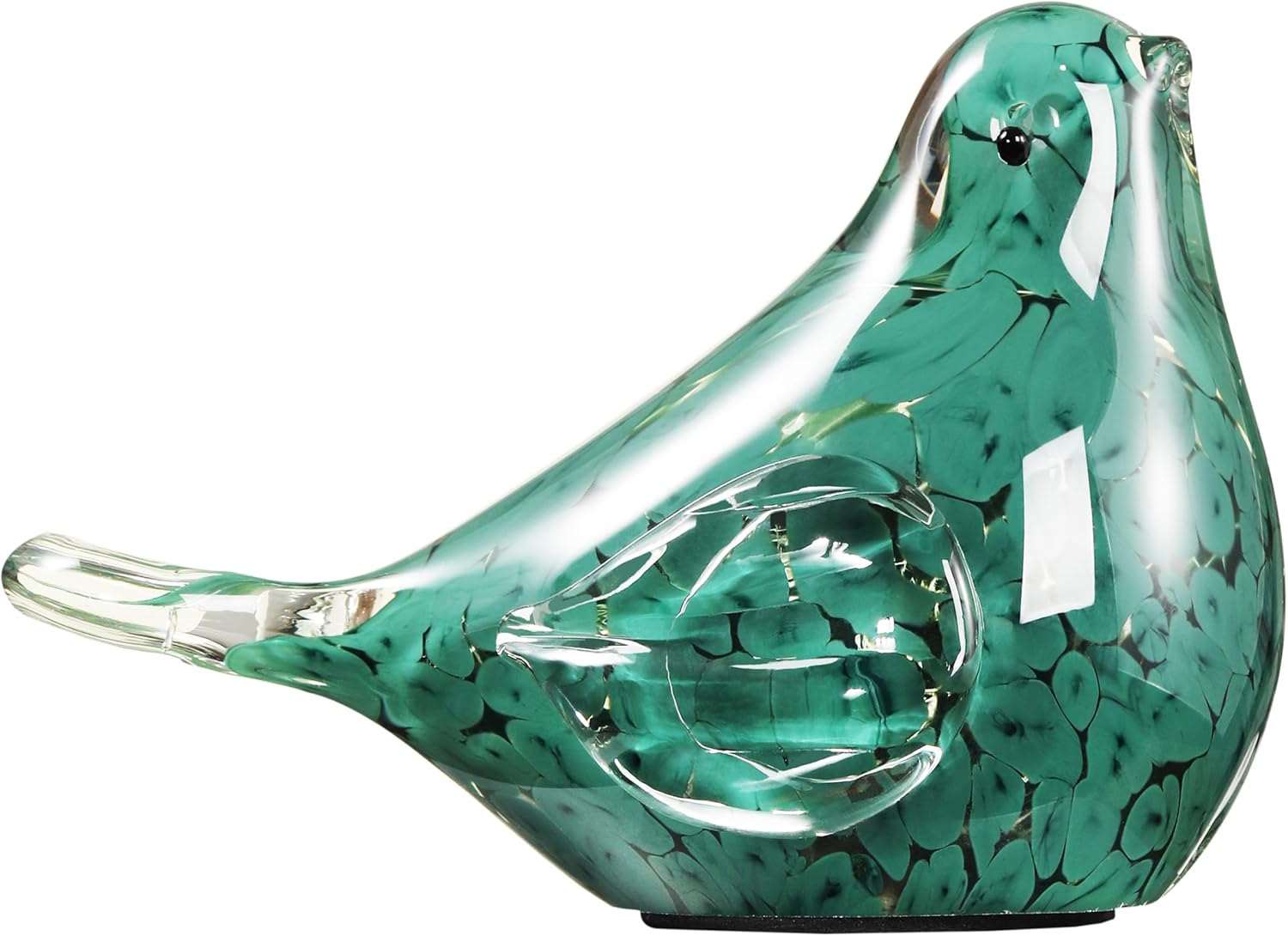 Handmade Glass Bird Figurine Dark Green