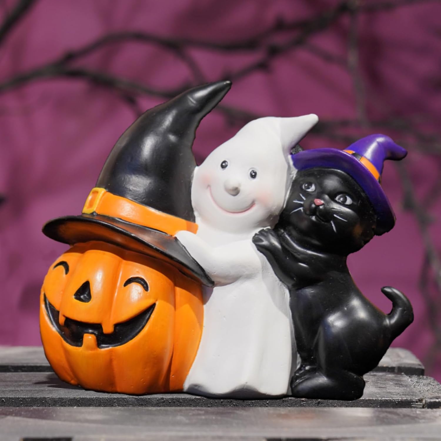Newman House Studio Halloween Ghost and Cat Figurine Set