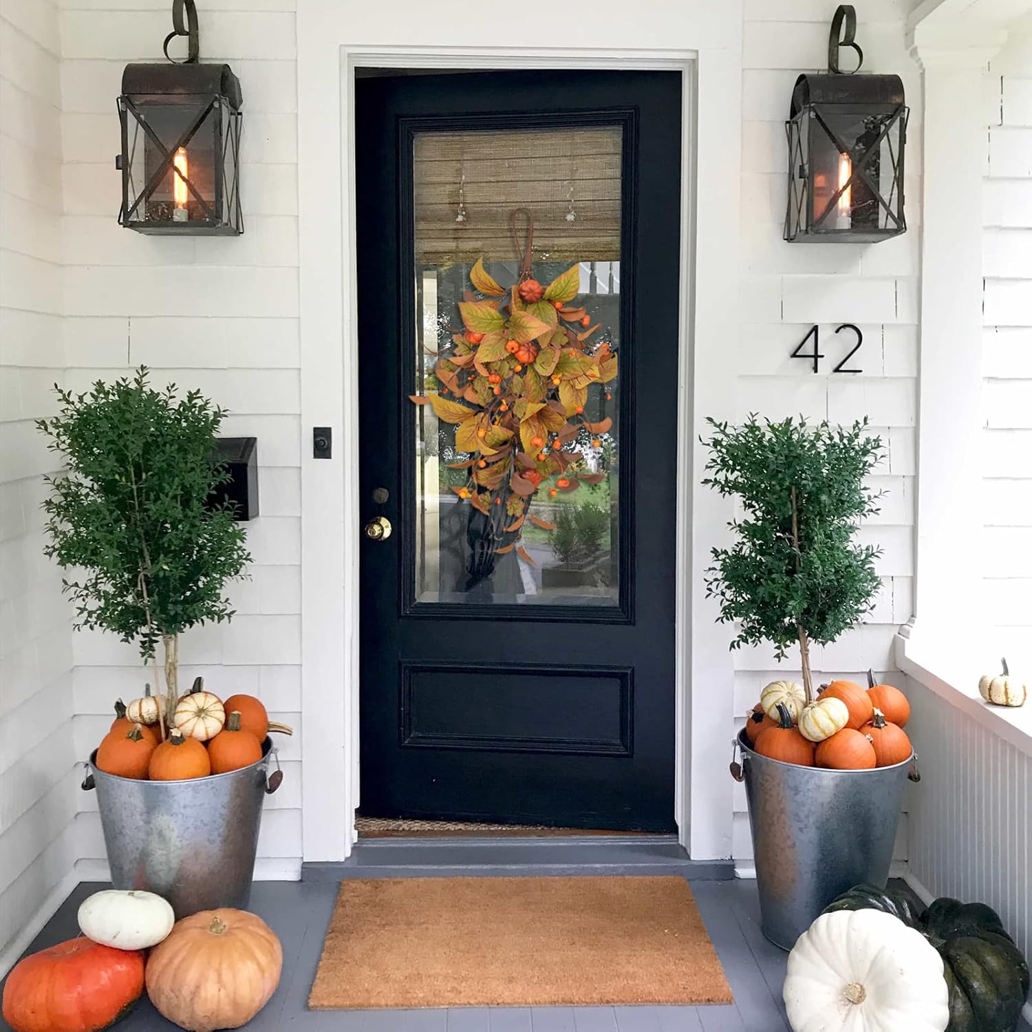 JUOPZKENN Fall Teardrop Swag for Front Door Decor