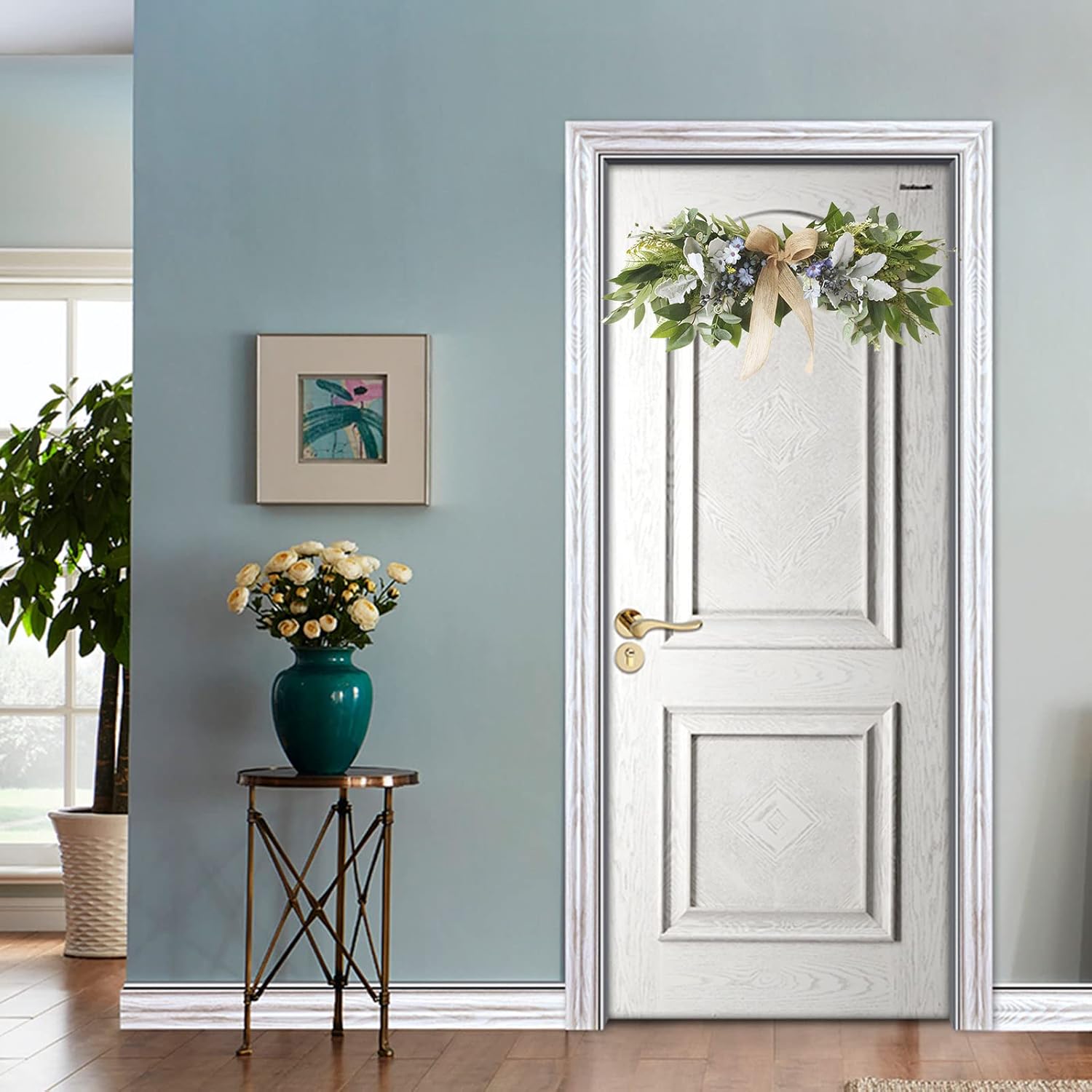 256 Inch Floral Swag with Daisy Flowers and Blue Berries