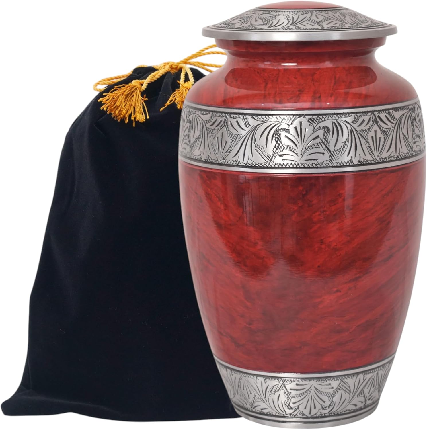 Home Elm Red Cremation Urn for Adult Ashes - Holds 210 Cubic Inches