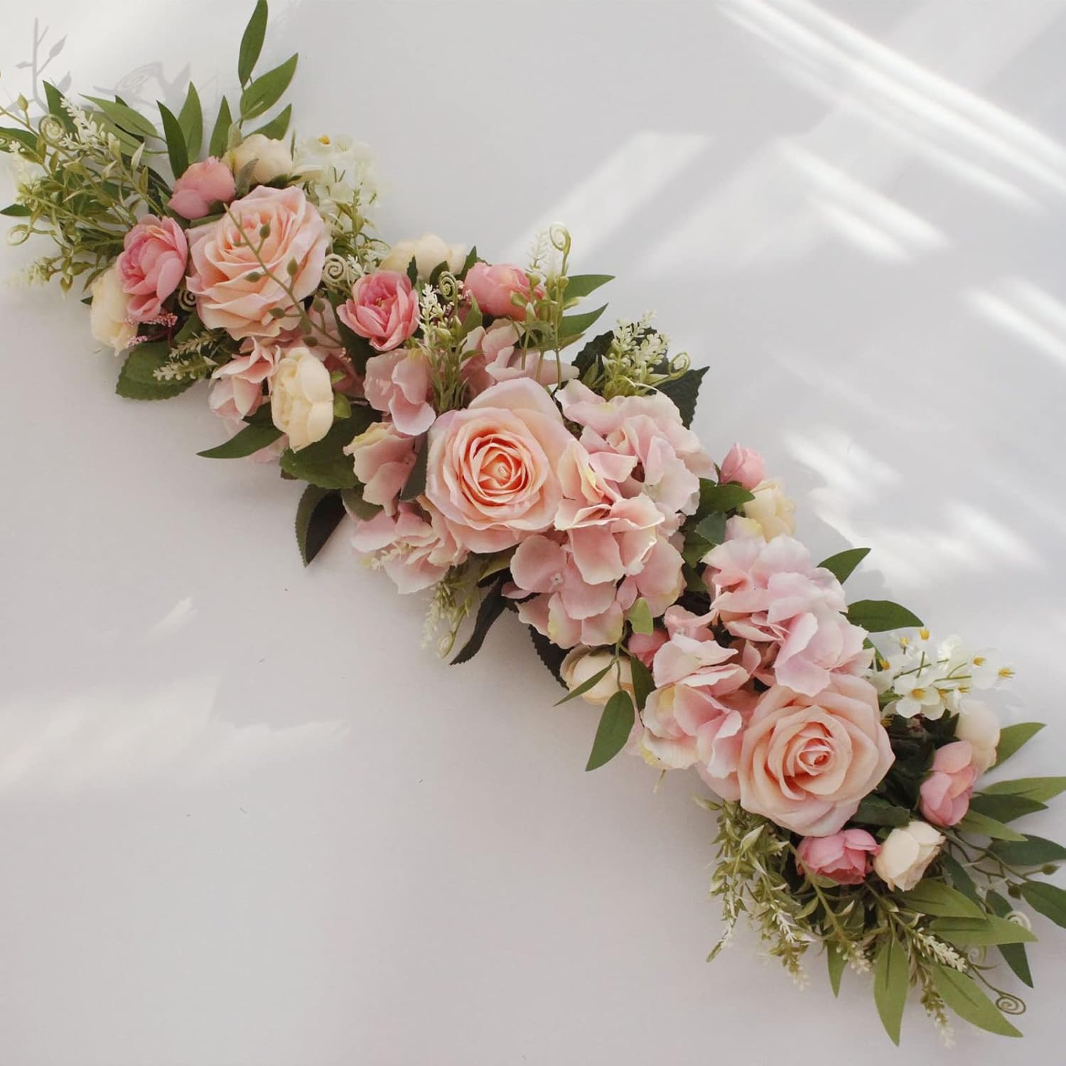 Pink Artificial Rose Flower Swag for Wedding Arch
