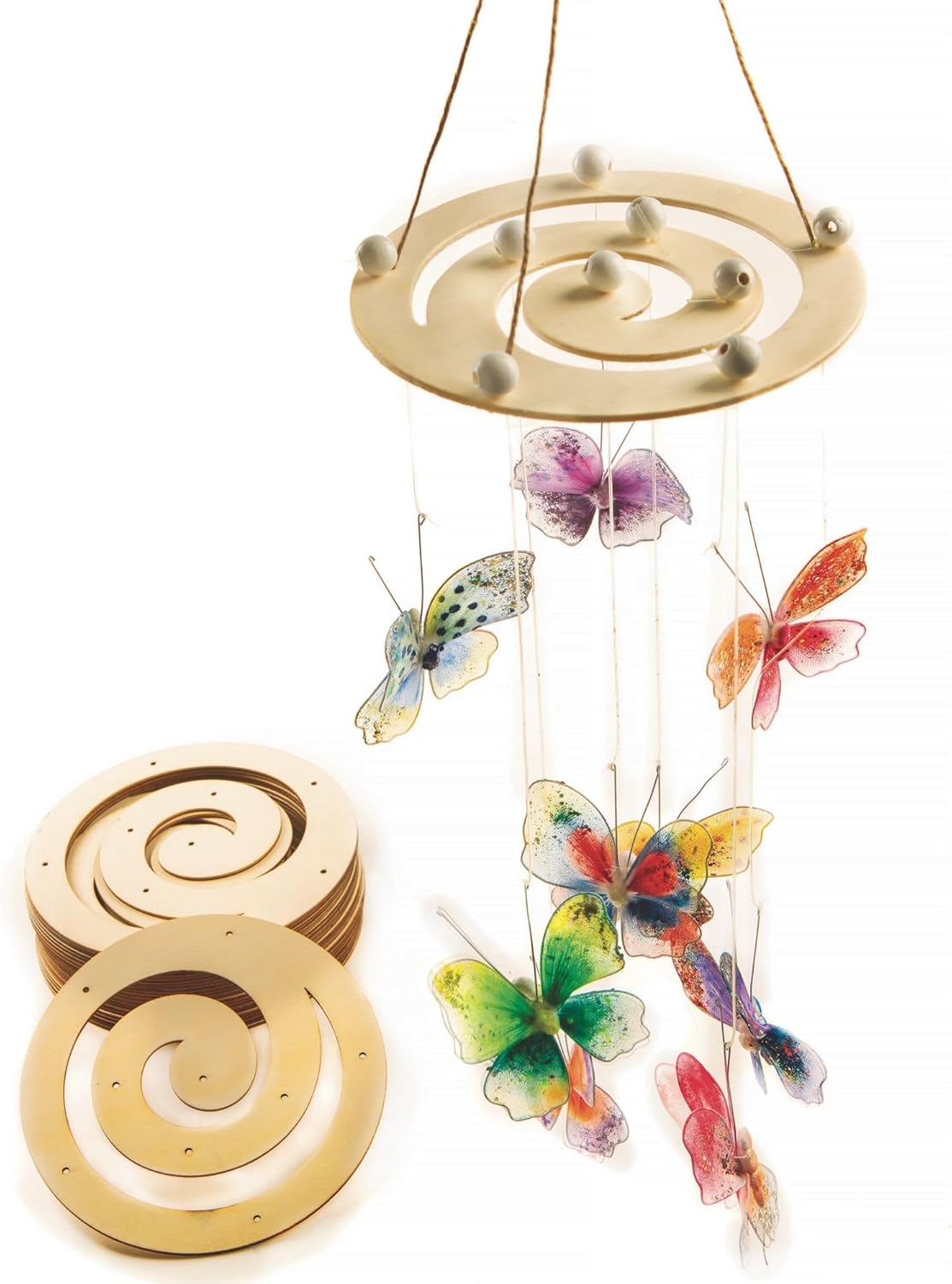 Round Wooden Spiral Mobile Hanger Pack of 24