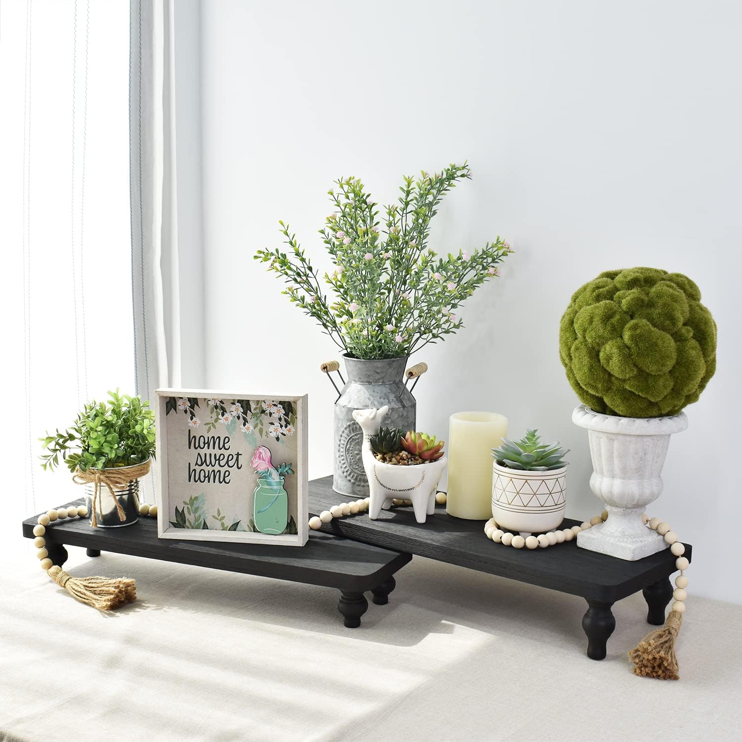 Ikee Design 2 Pcs Black Wooden Display Riser Set