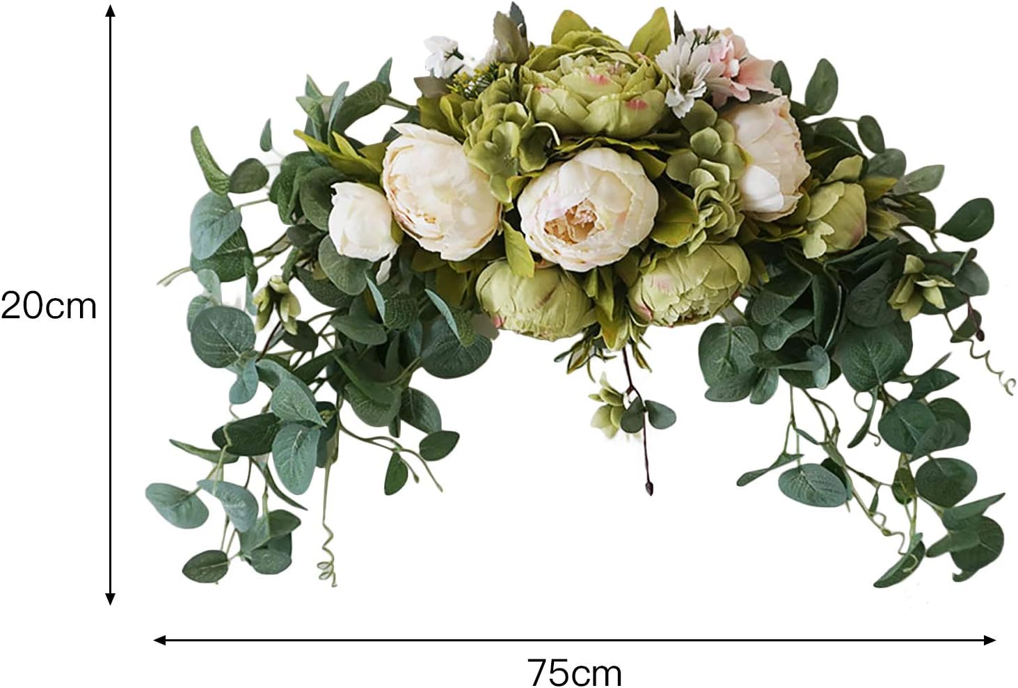 30 Inch Artificial Flower Swag Red Peony Arch Wreath