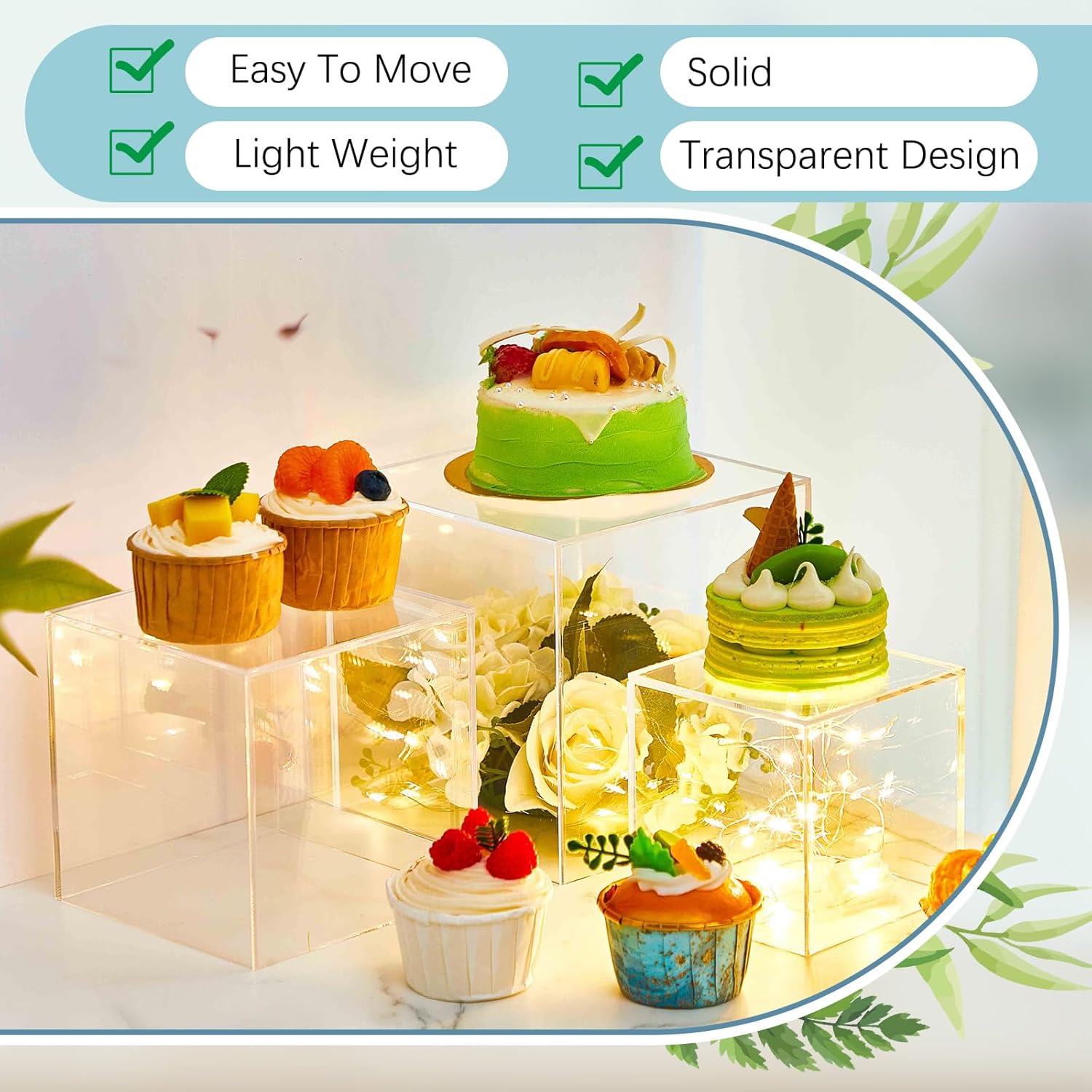 Kigley 6 Pcs Acrylic Display Boxes for Food and Jewelry