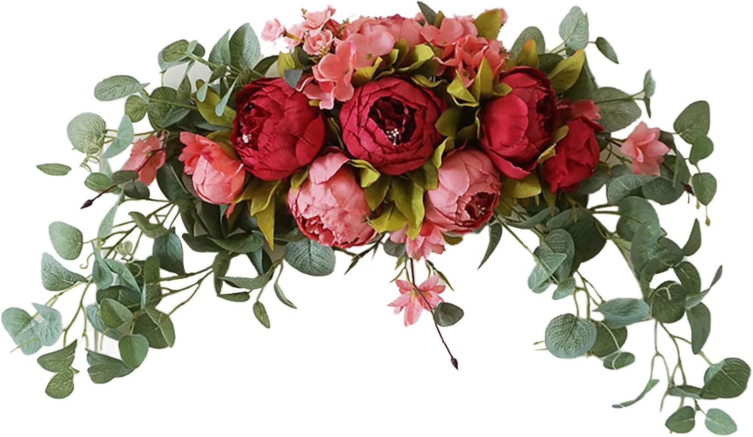 30 Inch Artificial Flower Swag Red Peony Arch Wreath
