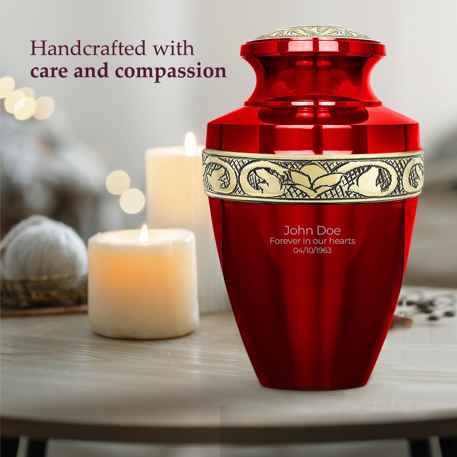 Trupoint Memorials Personalized Cremation Urns for Human Ashes - Grecian Red