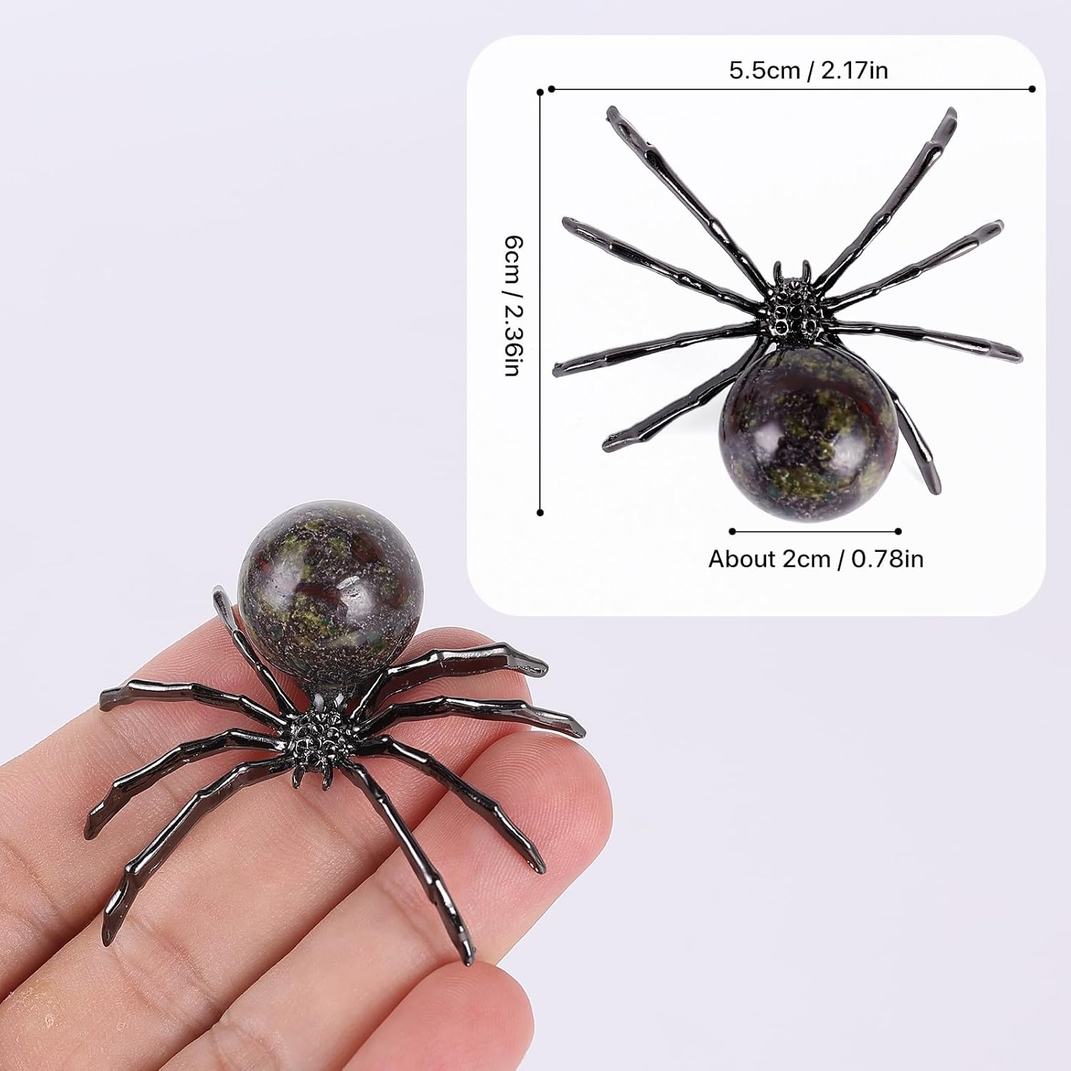 Two-Piece Mini Spider Decor with Crystal Ball