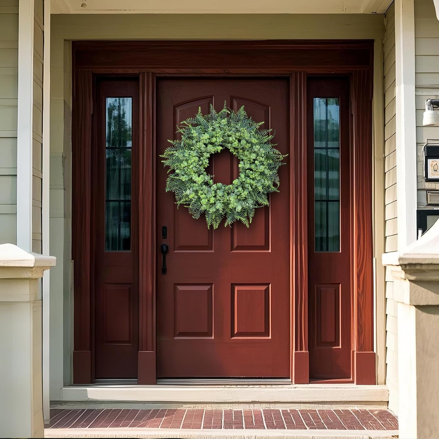 26 Inch Eucalyptus and Boston Fern Wreath for Front Door