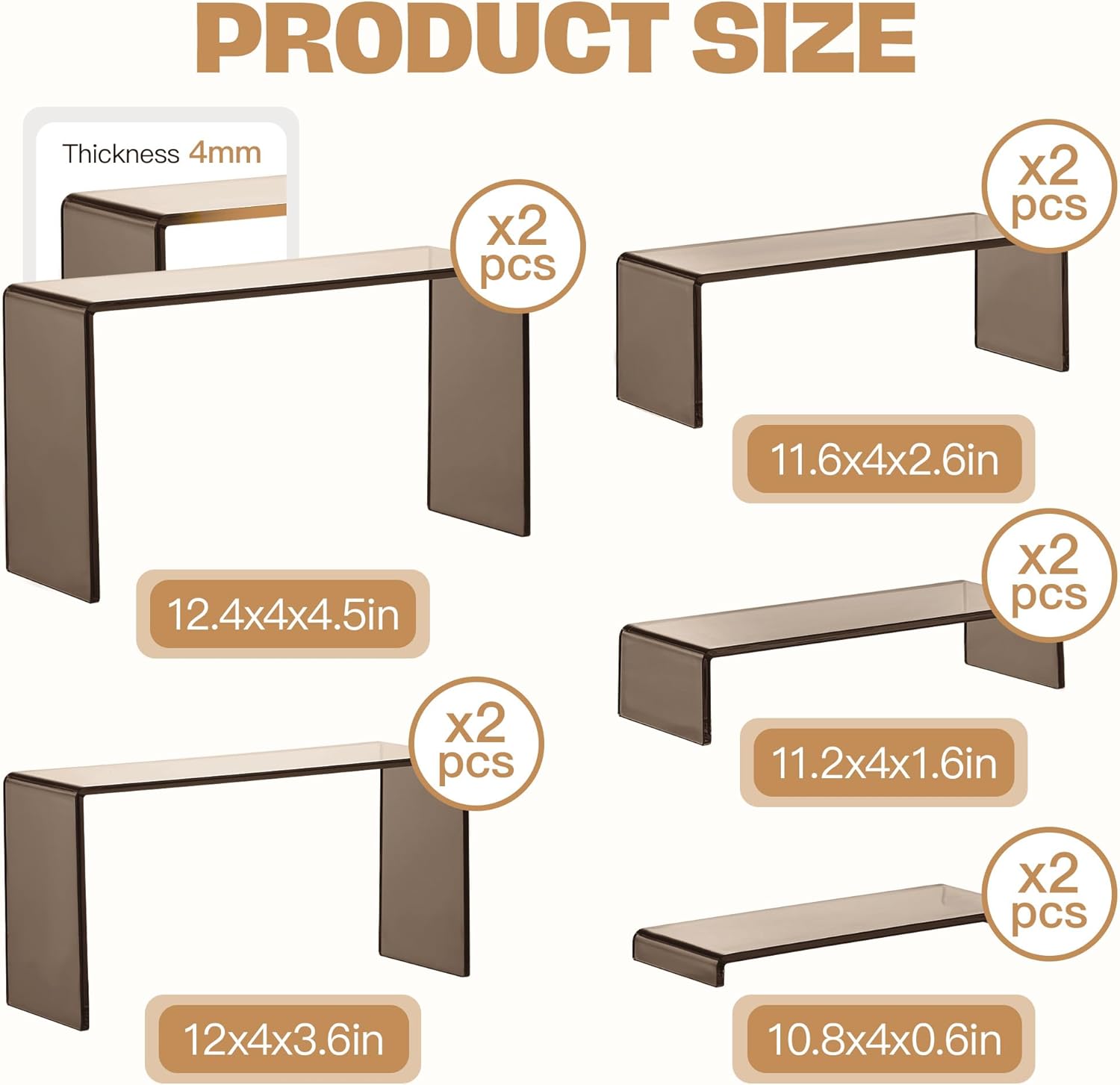 Goabroa 10 Pcs 12 Inch Acrylic Display Risers