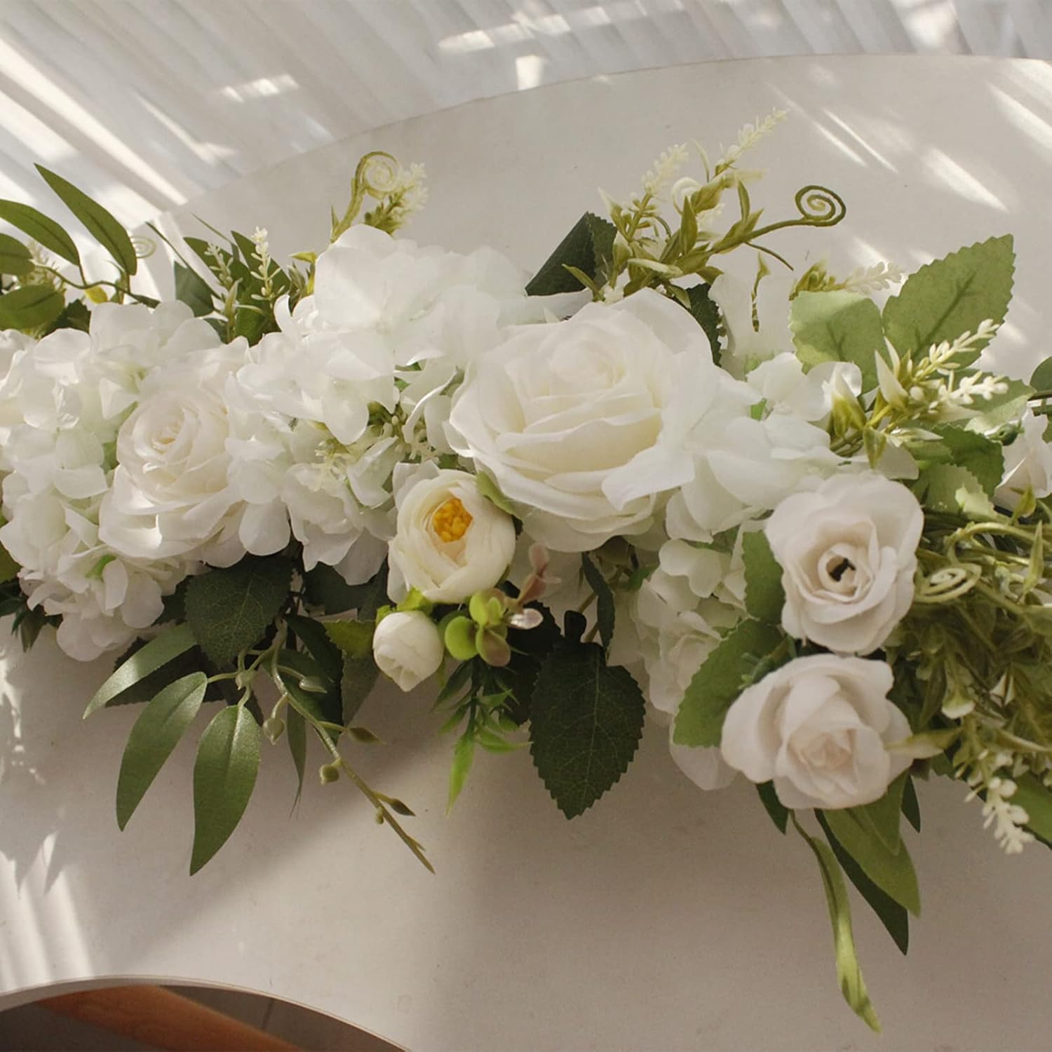 256 Inch Artificial Rose Flower Swag with Green Leaves