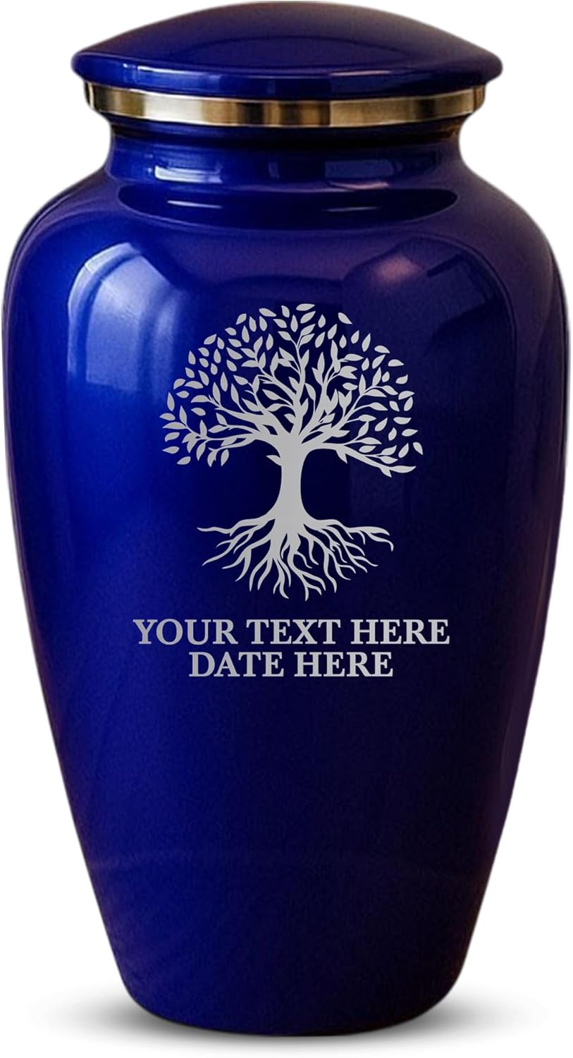Custom Purple Cremation Urn with Tree Of Life Design