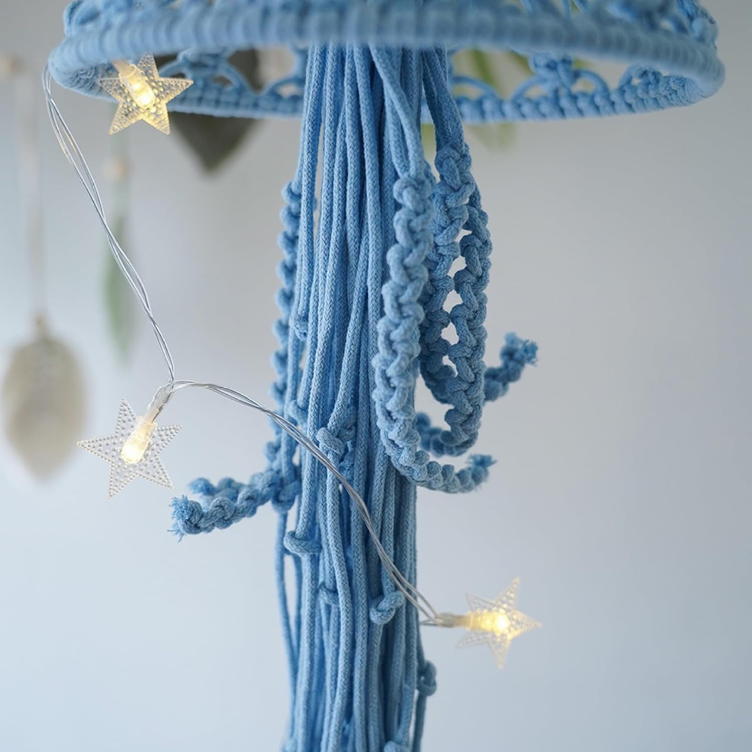Gcroet Jellyfish Macrame Wall Hanging with LED Light