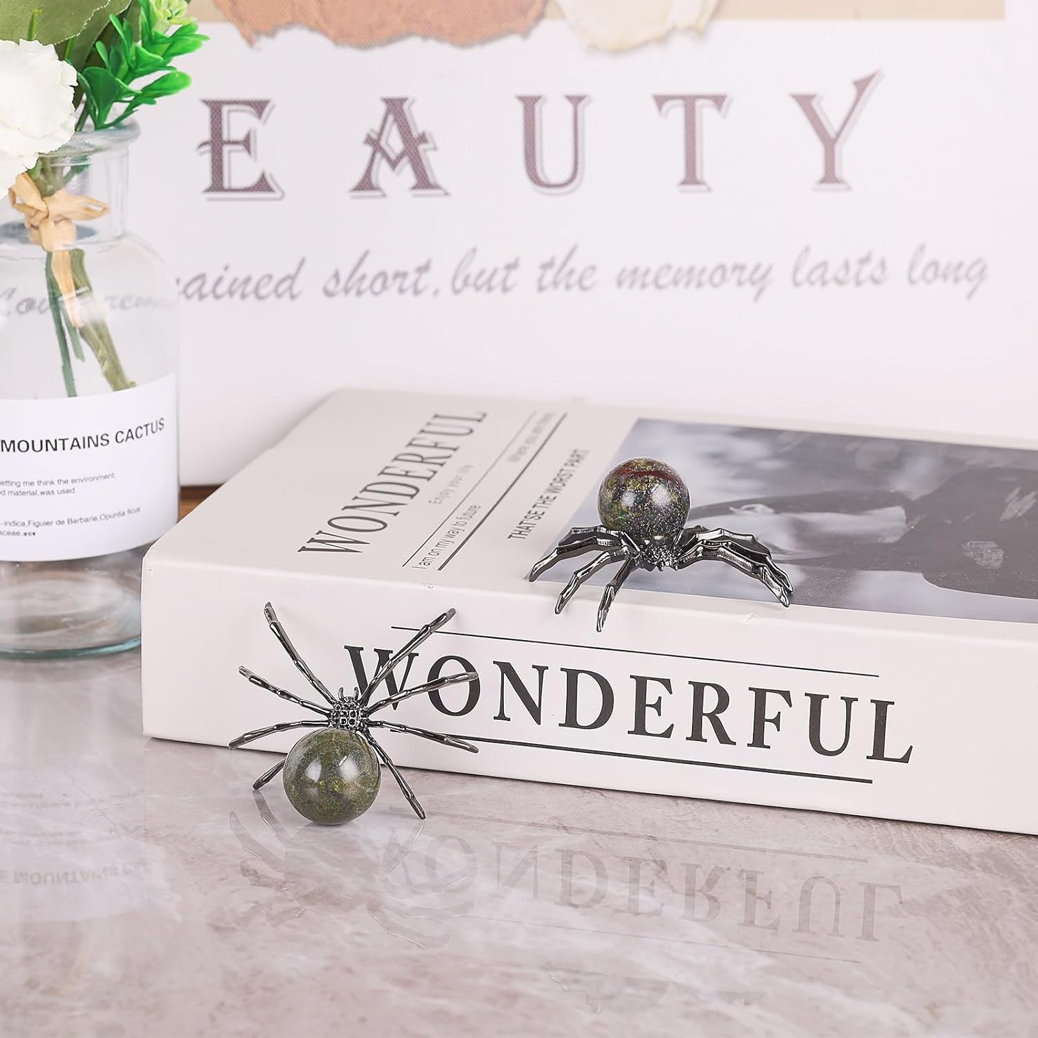 Two-Piece Mini Spider Decor with Crystal Ball