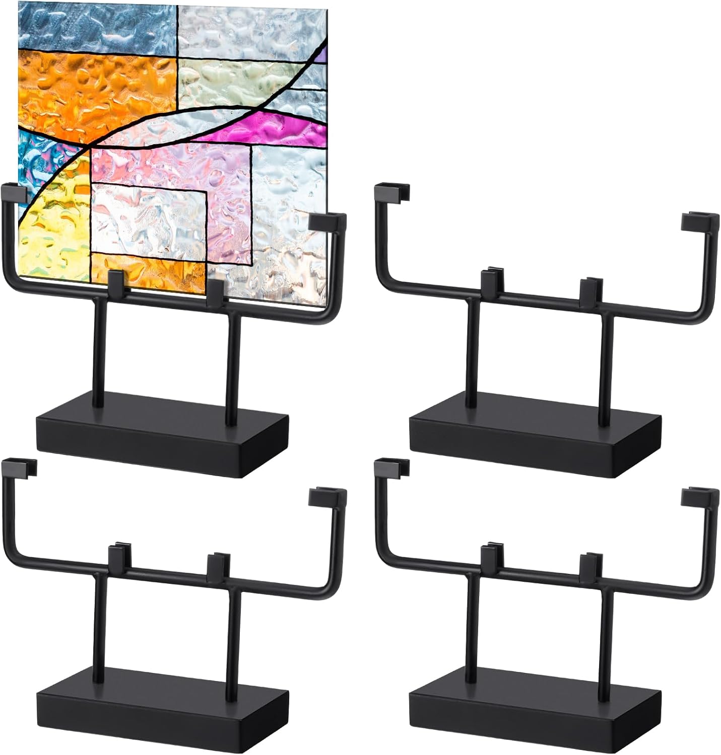 4 Pcs Square Metal Display Stands for Art Panels and Plaques