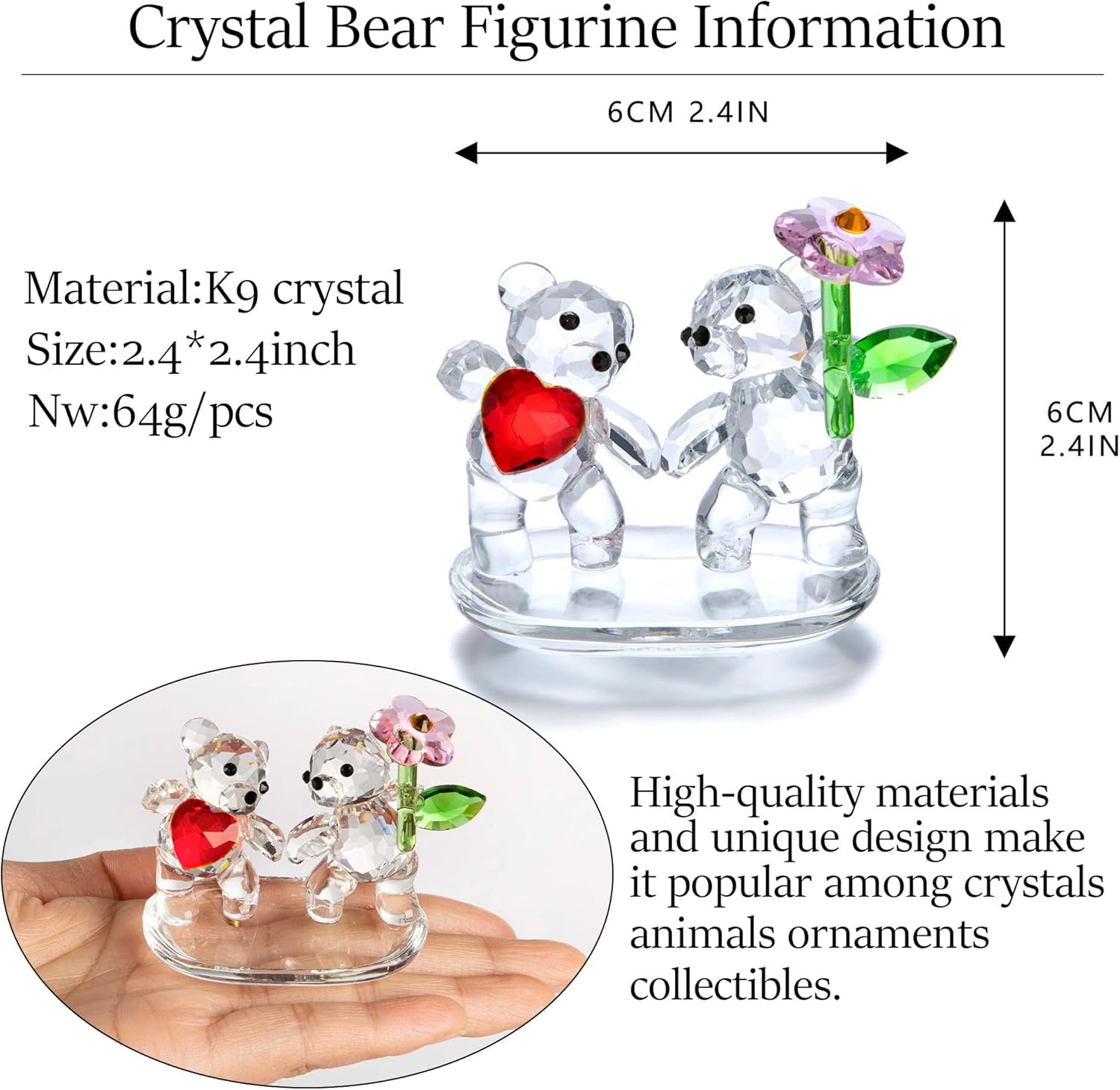 HD Crystal Butterfly and Bear Figurine Set