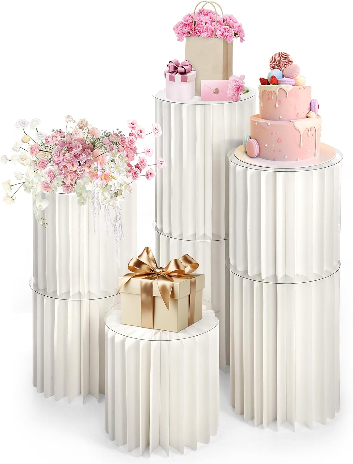 7PCS Foldable Cylinder Stands for Party Display
