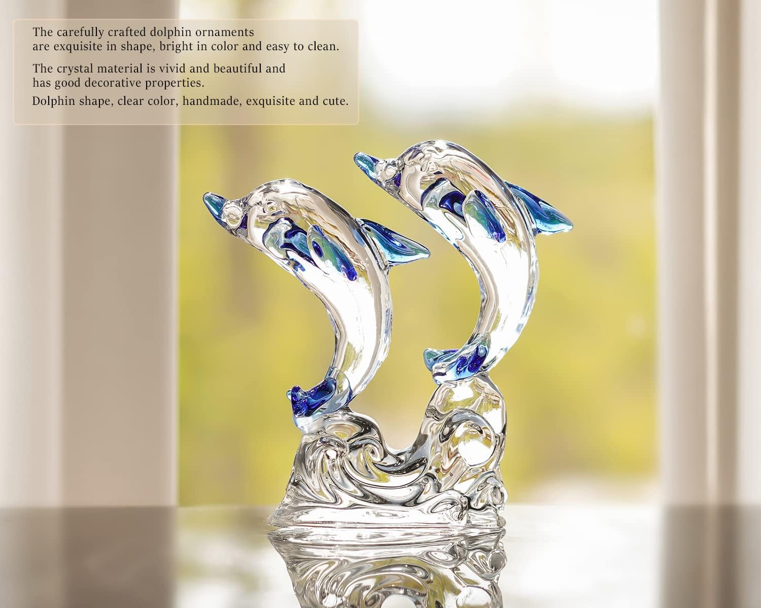 HD Pink Crystal Butterfly with Dolphin Figurine Set