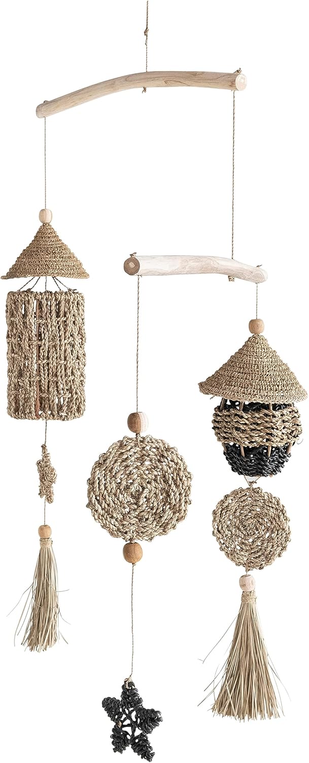 Creative Co Op 45 Inch Wood Seagrass Mobile Wall Hanging