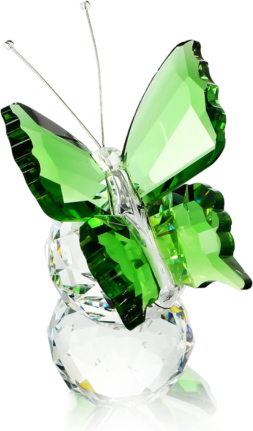 HD Pink Crystal Butterfly Figurine with Base