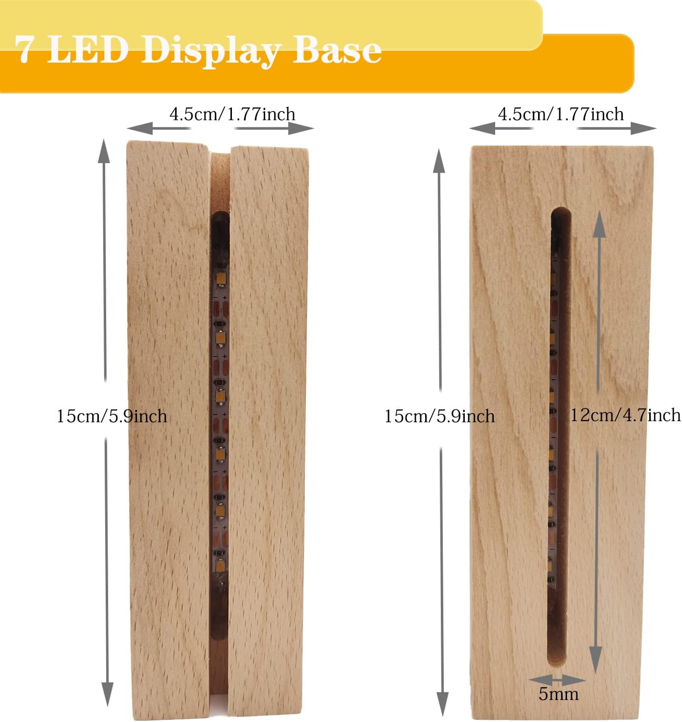 6 Inch Rectangle LED Wood Lighted Display Pedestal