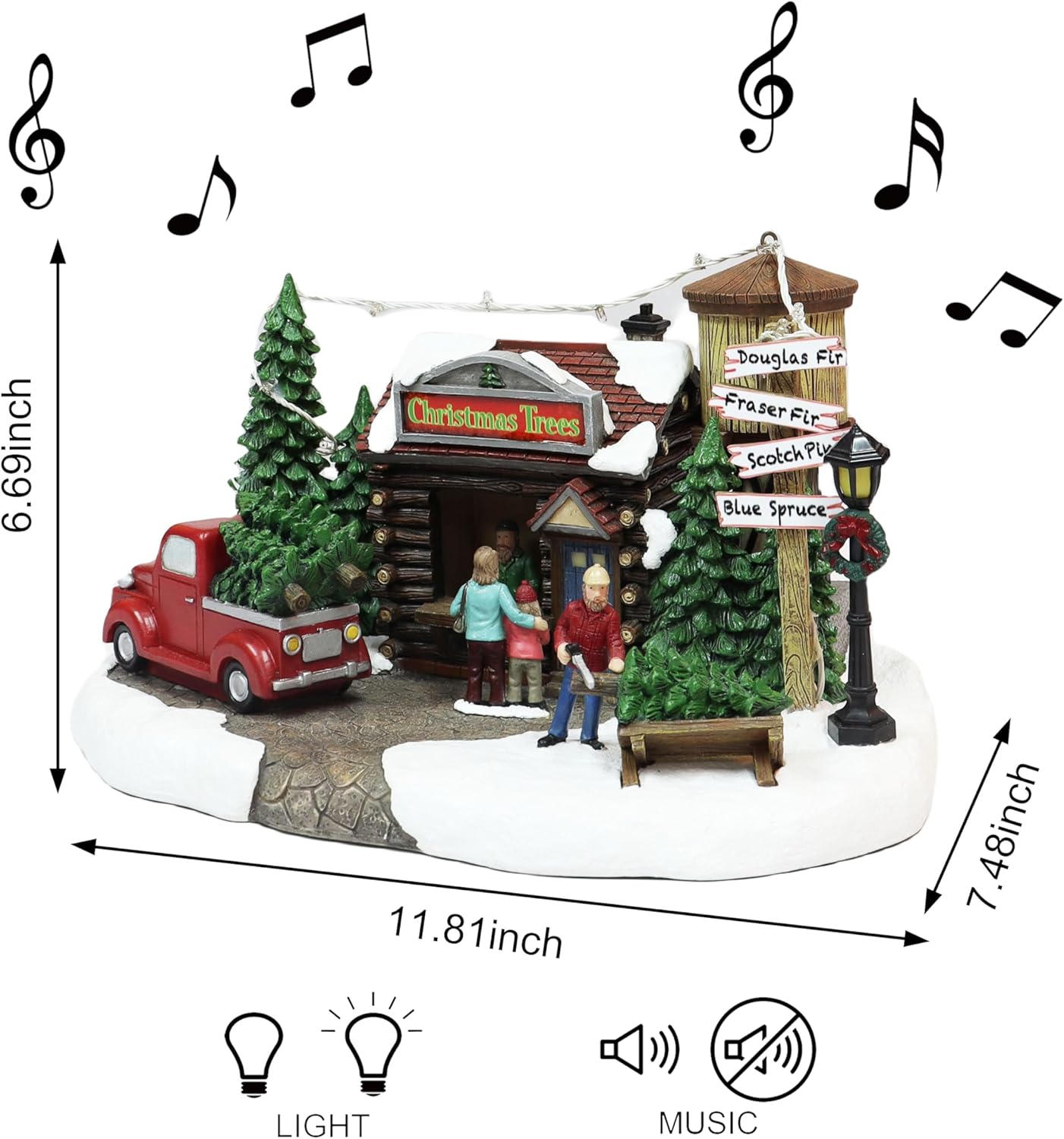 Moments in Time Christmas Tree Lot with LED Light and Music