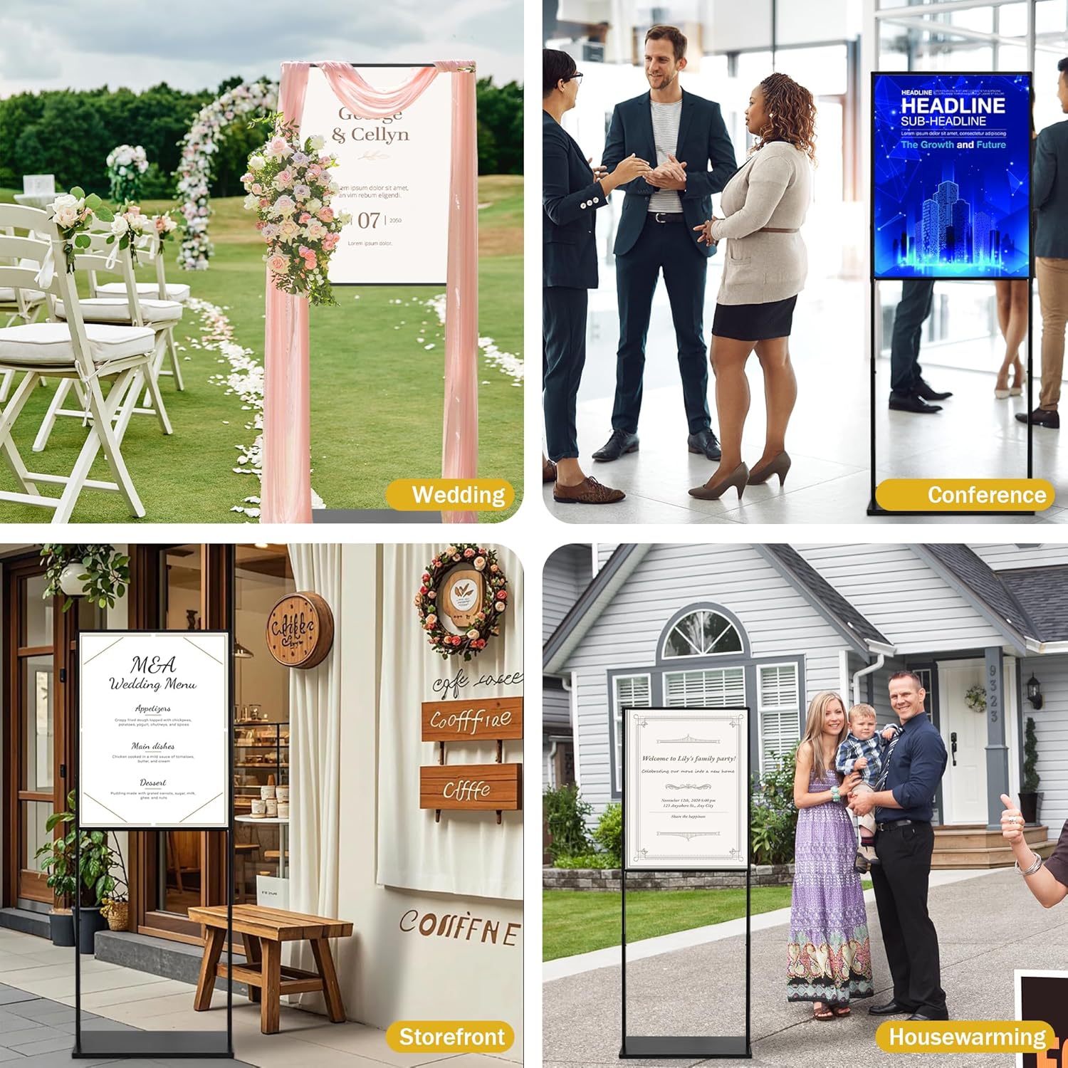 Adjustable Metal Wedding Sign Stand 236W x 63H