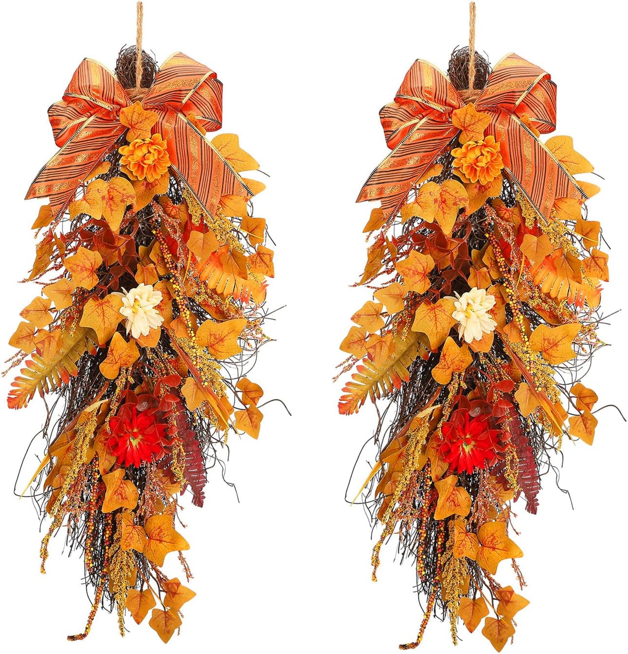 2 Pcs Artificial Maple Swag Wreaths Fall Decor