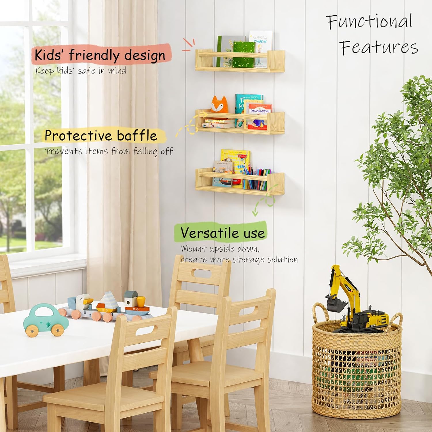 Harwaya Floating Book Shelves for Wall Set of 3
