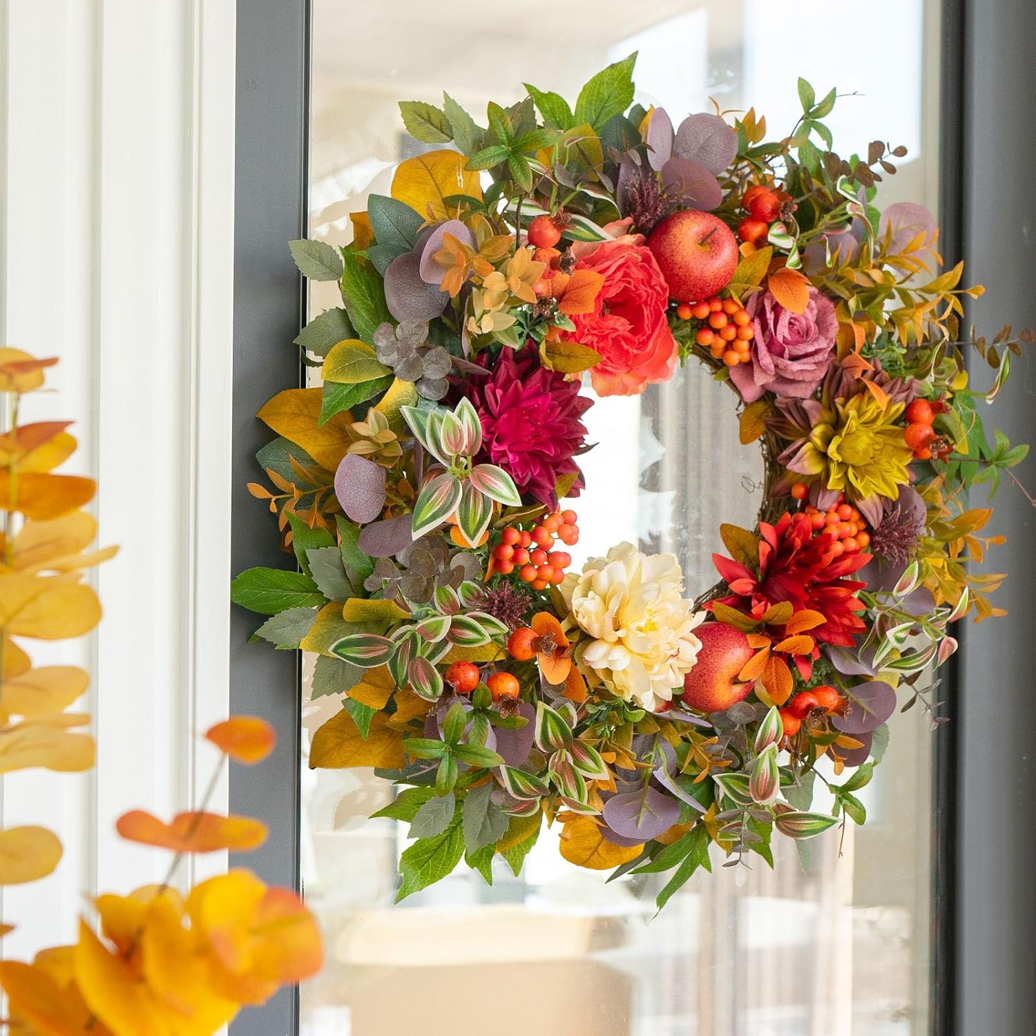 Soomeir 24 Inch Fall Front Door Wreath