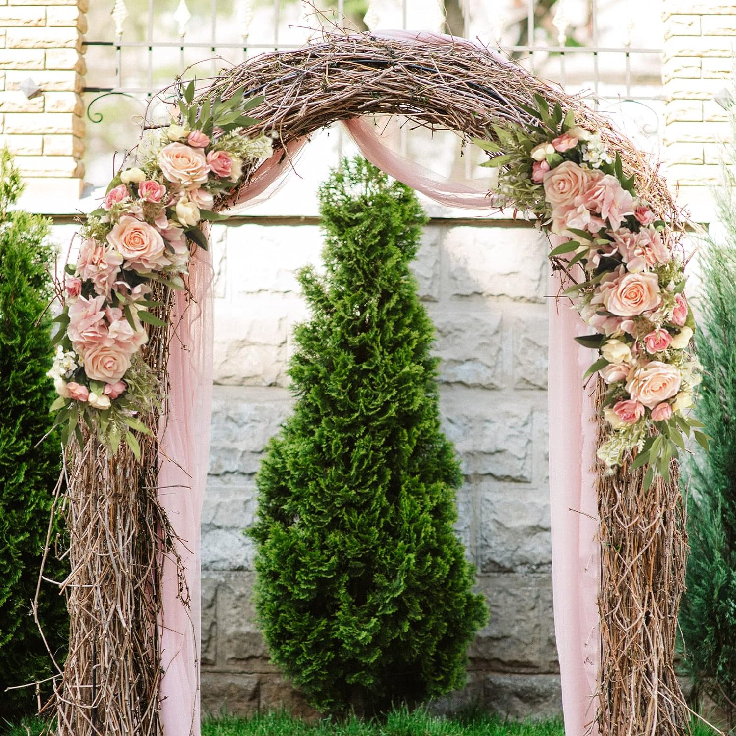 Pink Artificial Rose Flower Swag for Wedding Arch