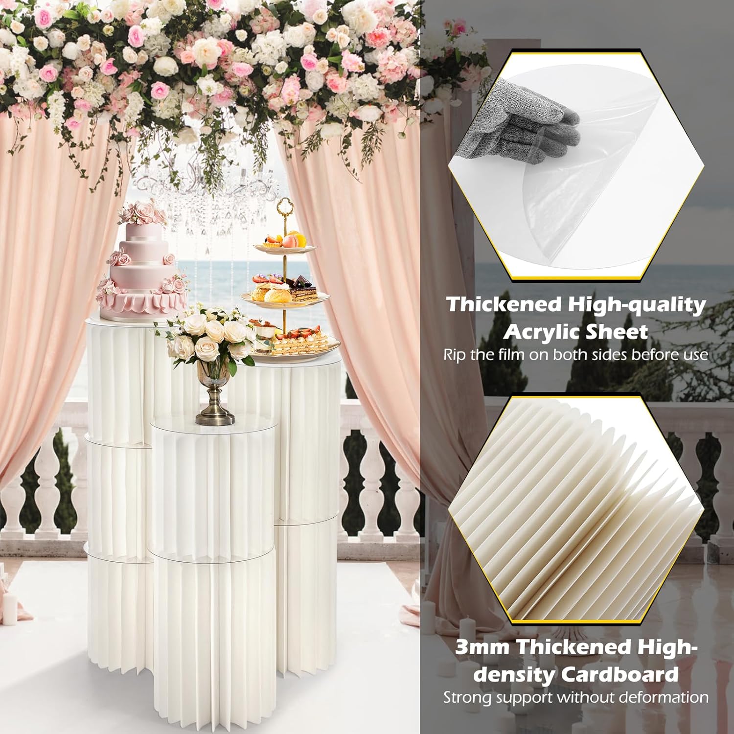 7PCS Foldable Cylinder Stands for Party Display