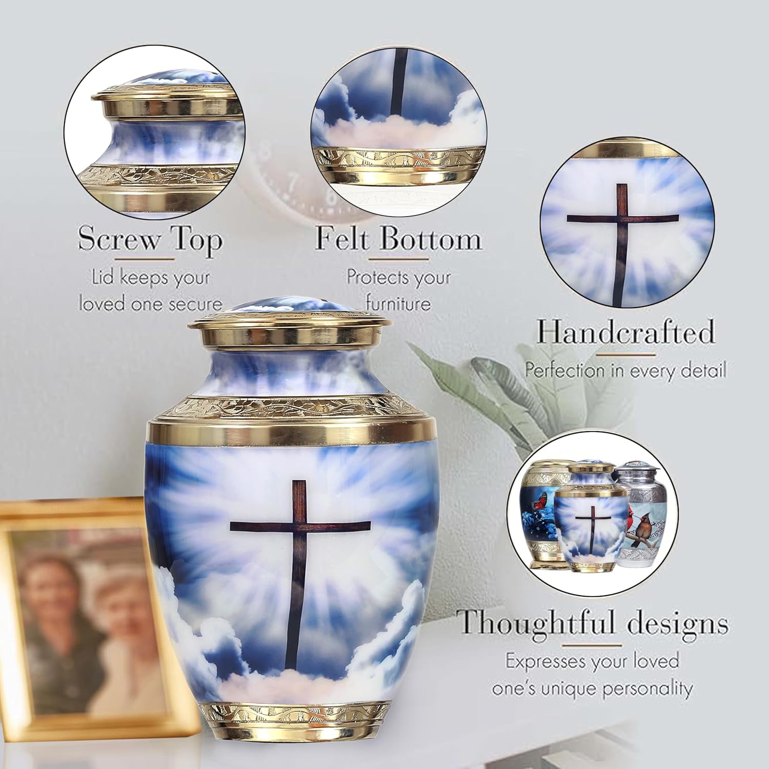 Heavenly Cross Cremation Urn for Human Ashes