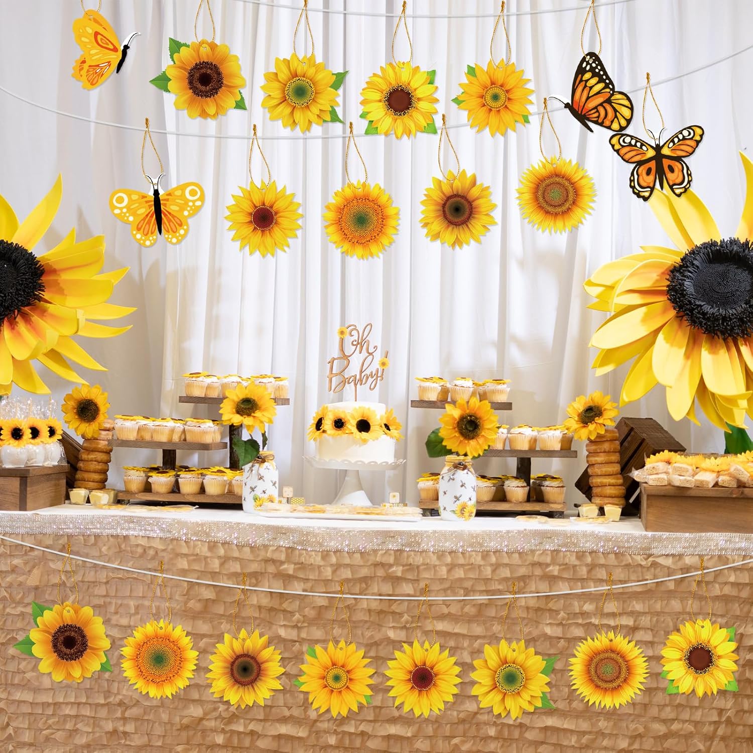 36 Pcs Spring Tree Hanging Decorations Sunflower Butterfly Set