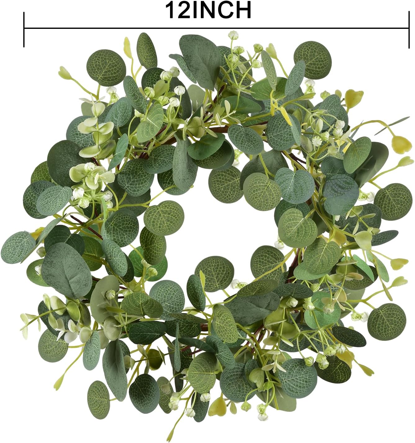 LSKYTOP 12 Inch Artificial Eucalyptus Wreath with Berries