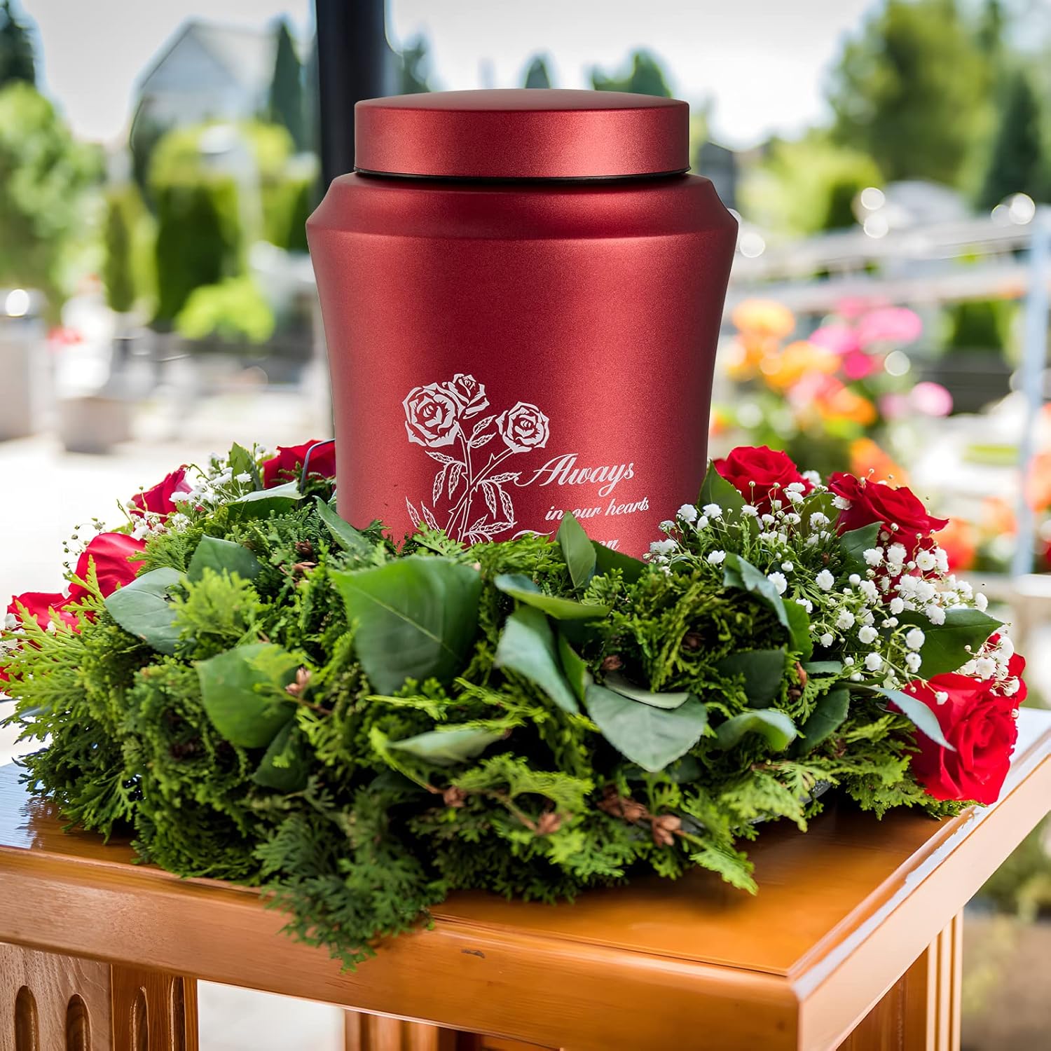 Red Rose Decorative Urns for Human Ashes 96x63 Inch