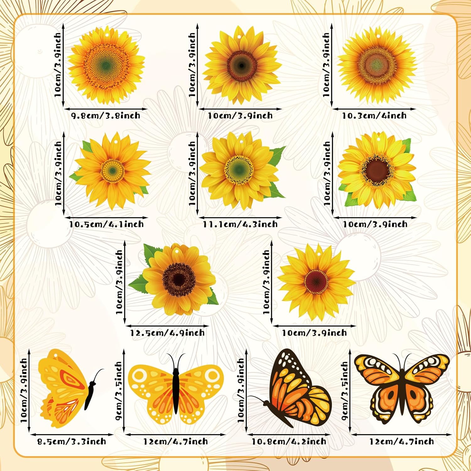 36 Pcs Spring Tree Hanging Decorations Sunflower Butterfly Set