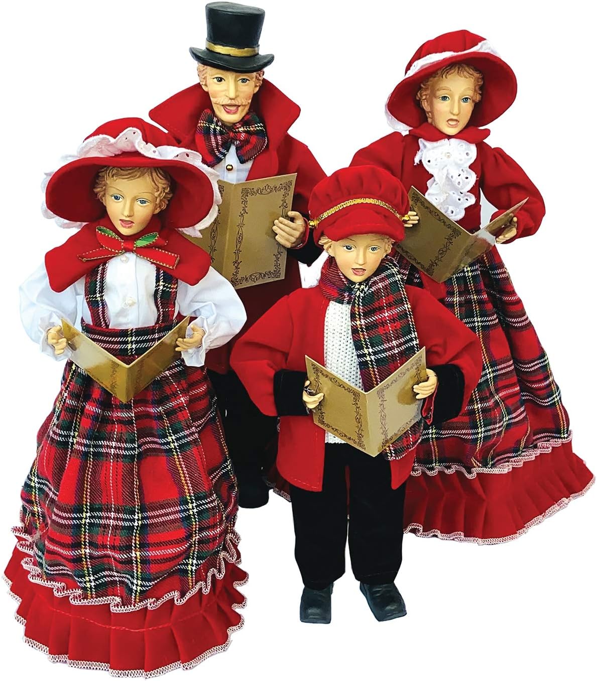 Santas Workshop 18-15 Red Plaid Caroler Set of 4