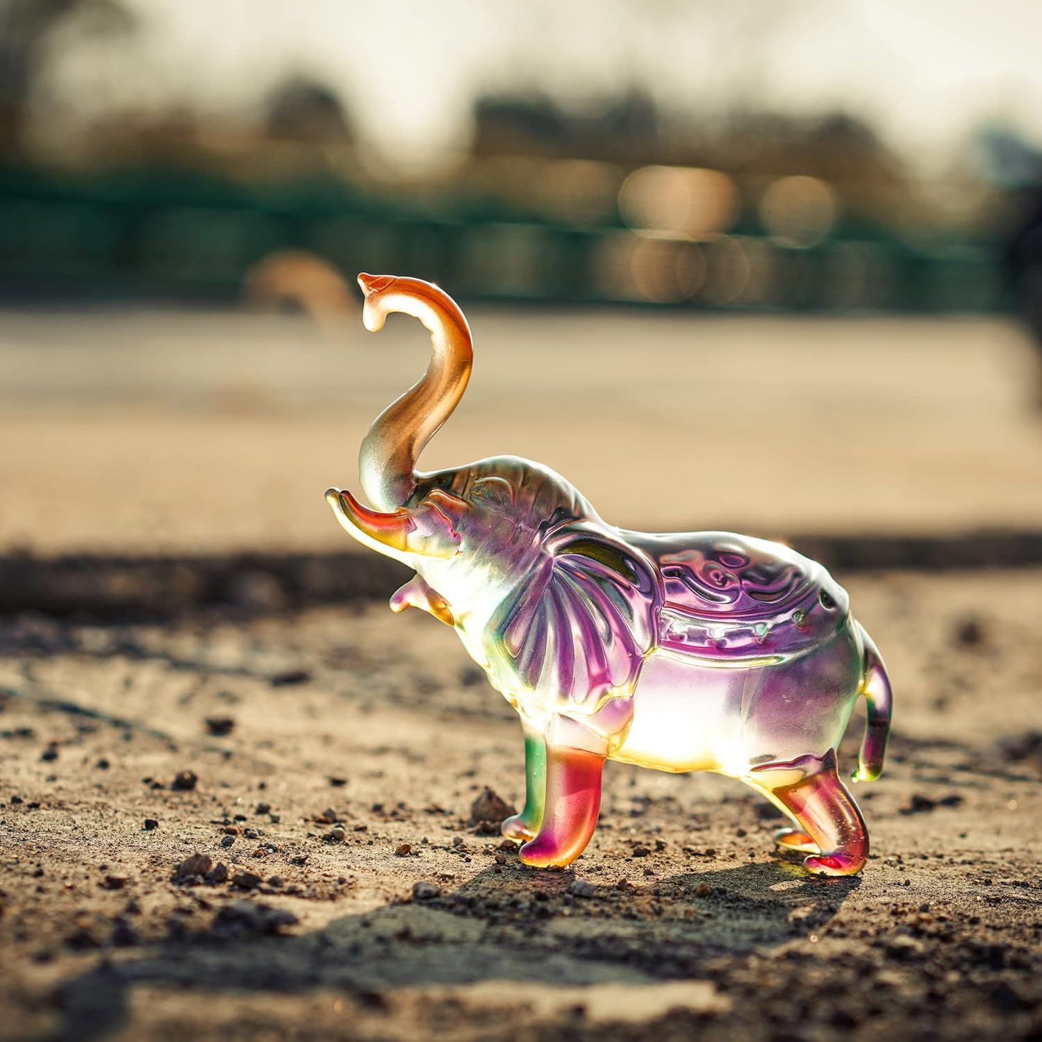 HD Pink Crystal Butterfly and Elephant Figurine Set