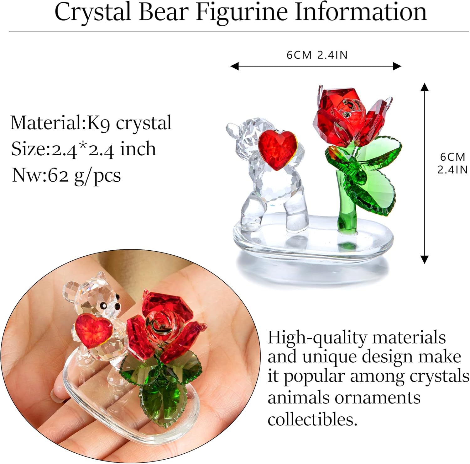HD Crystal Butterfly and Bear Figurine Set 1