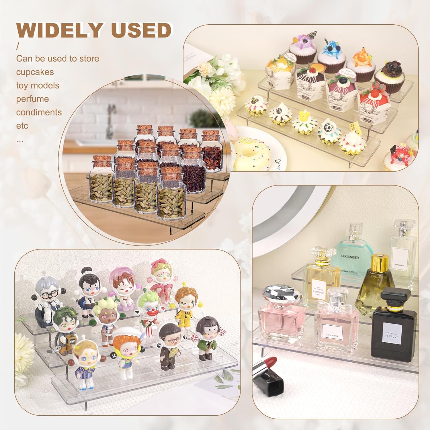 ULENDIS 2 Pack 3 Tier Acrylic Display Stands