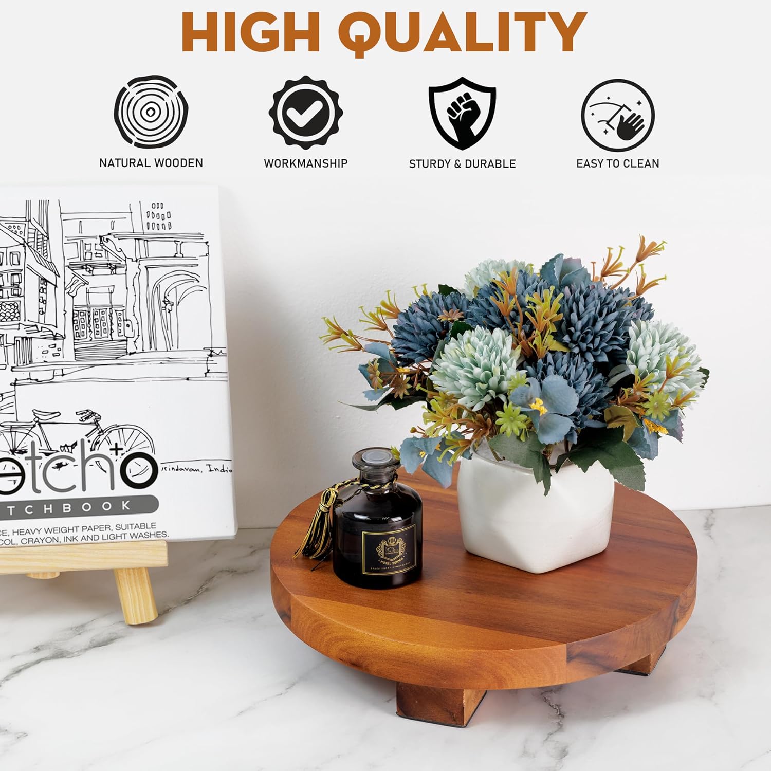 Demigo Round Acacia Wood Riser 95 Inches Display Stand