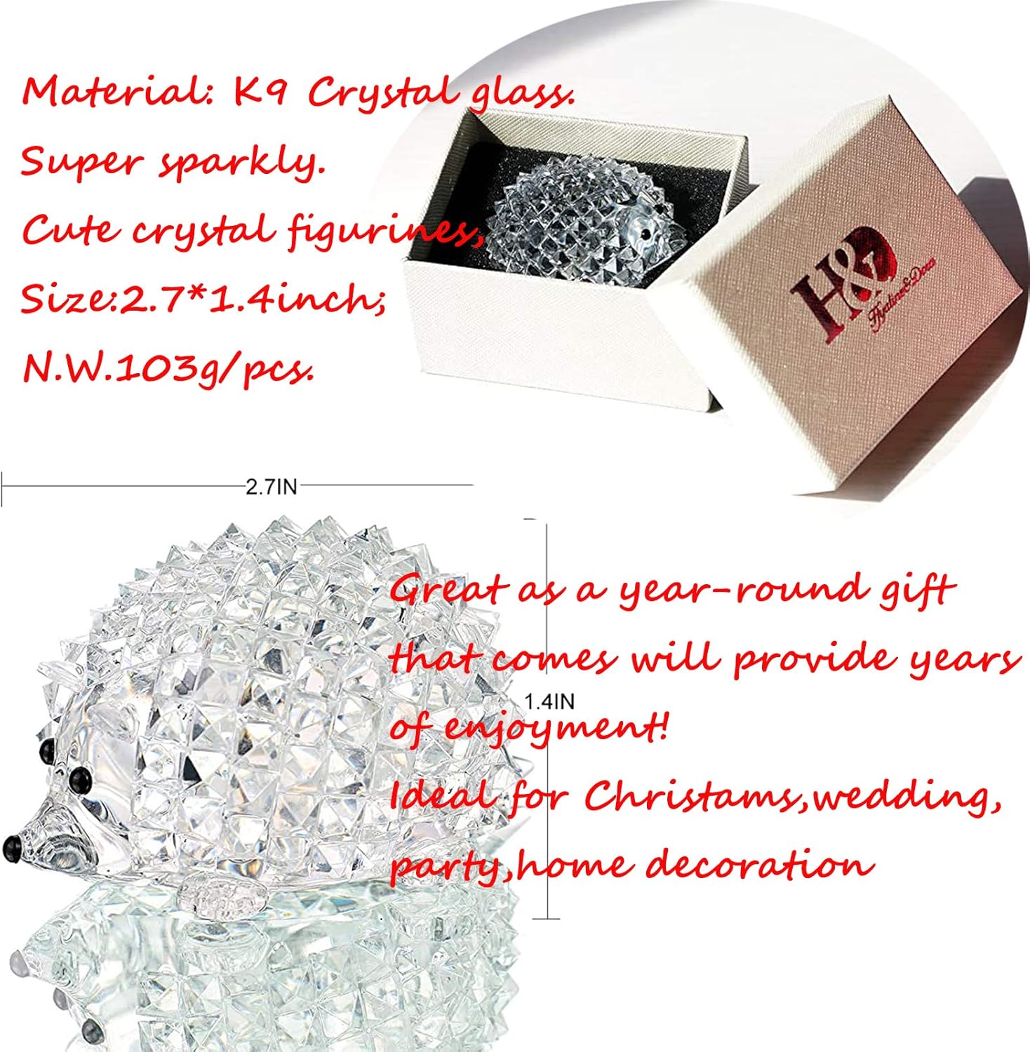 HD Crystal Butterfly and Hedgehog Figurine Collection