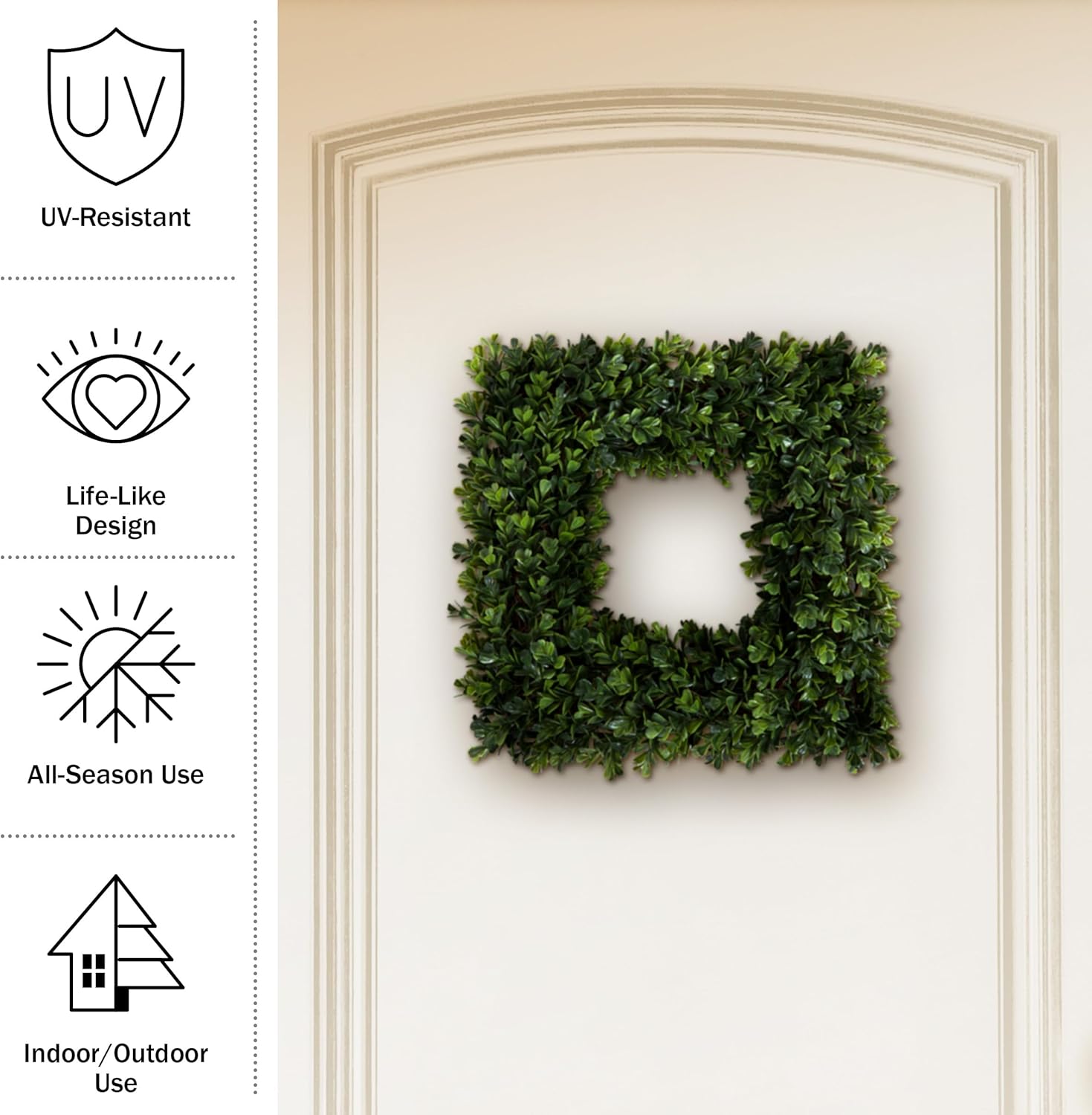 165-Inch Boxwood Wreath - UV Resistant Artificial Wreath for Front Door