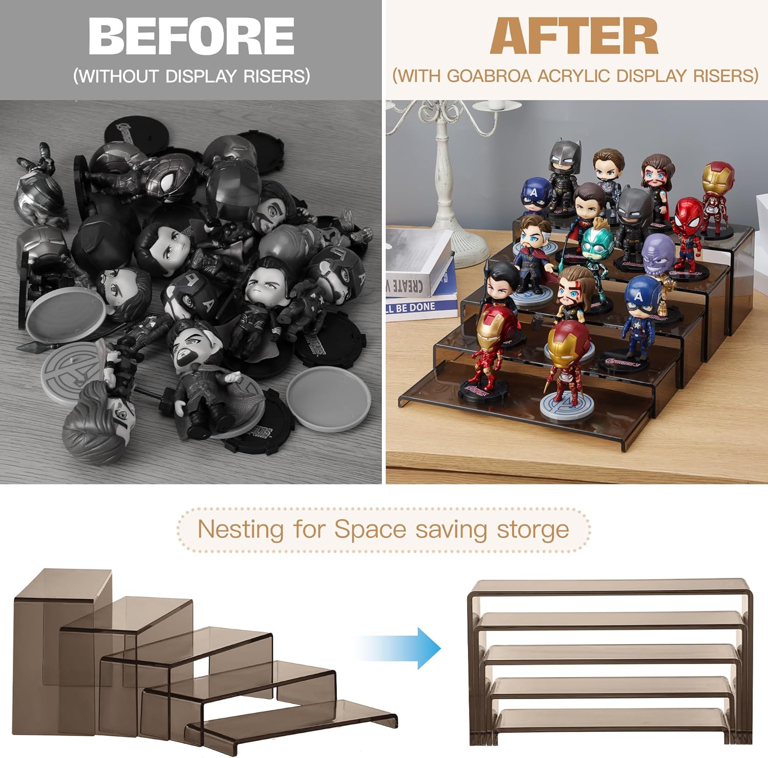 Goabroa 10 Pcs 12 Inch Acrylic Display Risers