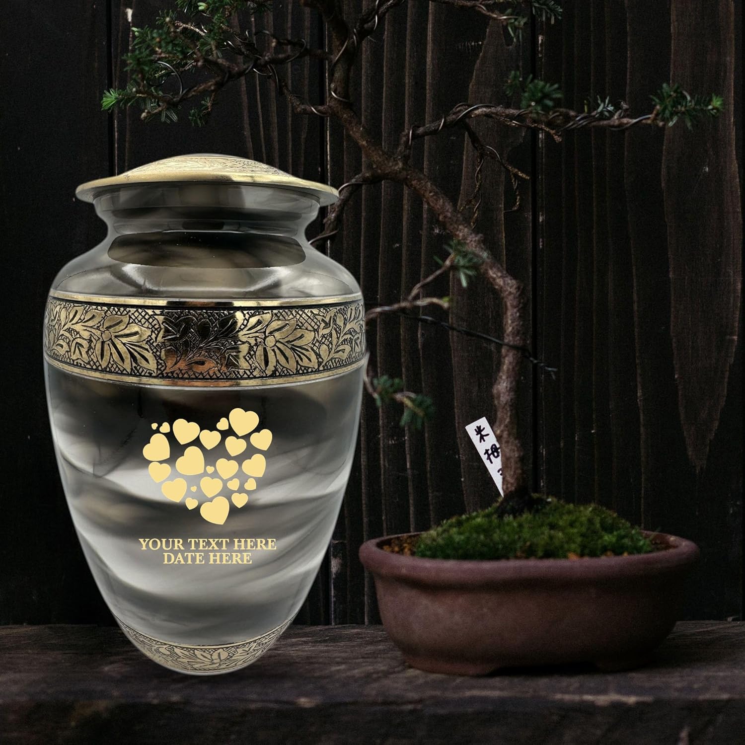 Custom Cremation Urn With Heart Design - Personalized Engraving Suzesta Series