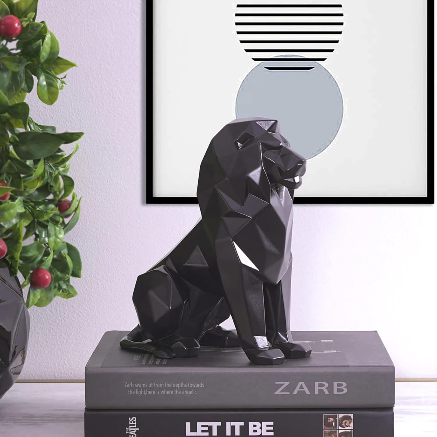 Artarium Black Lion Statue Home Decor Showpiece