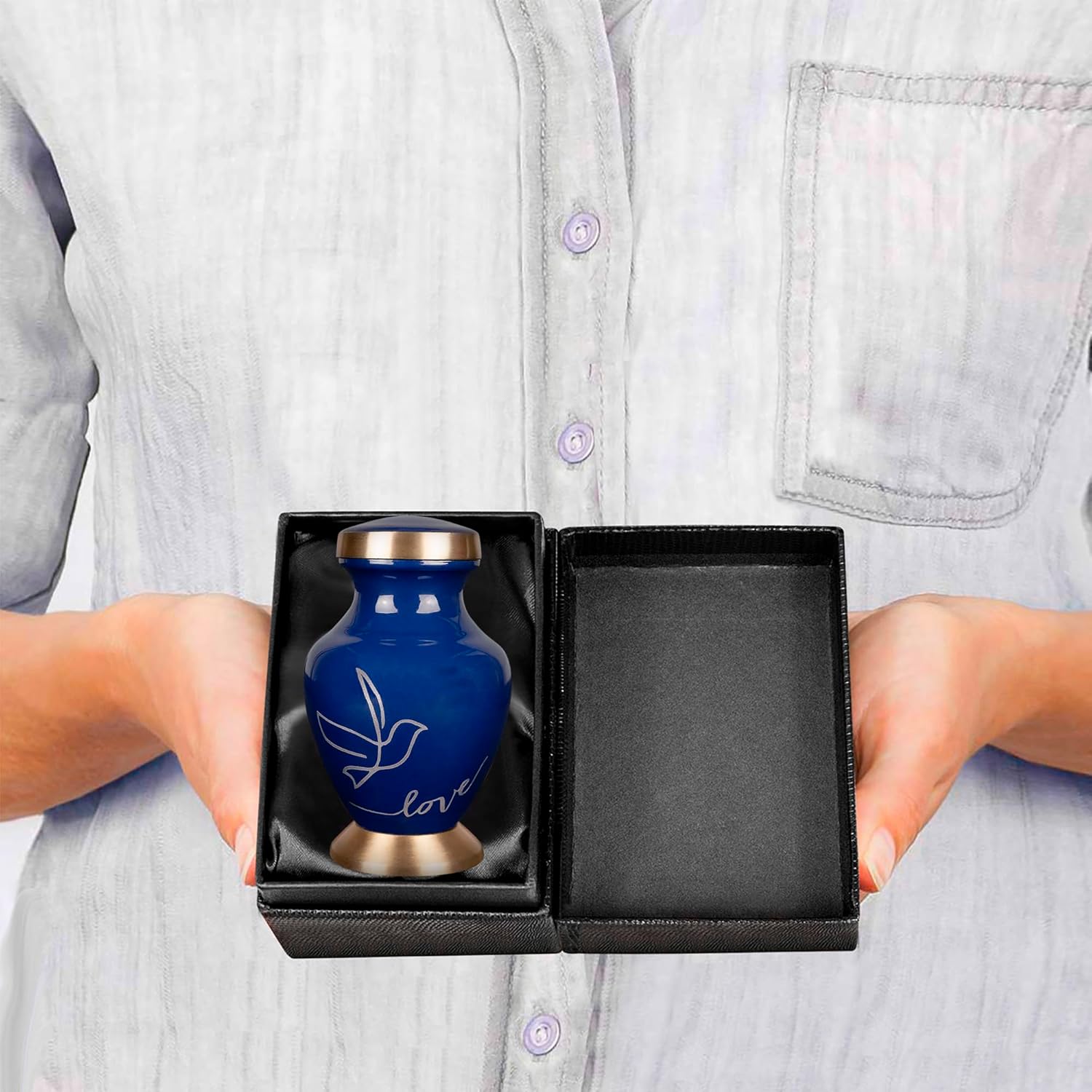 Trupoint Memorials Small Dark Blue Urns for Human Ashes Keepsake